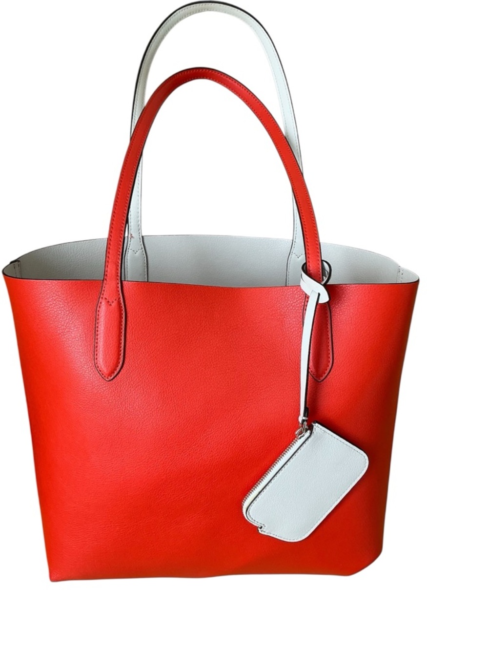 Orange and White Reversible Tote Bag, Kate Spade, detachable mini zip bag